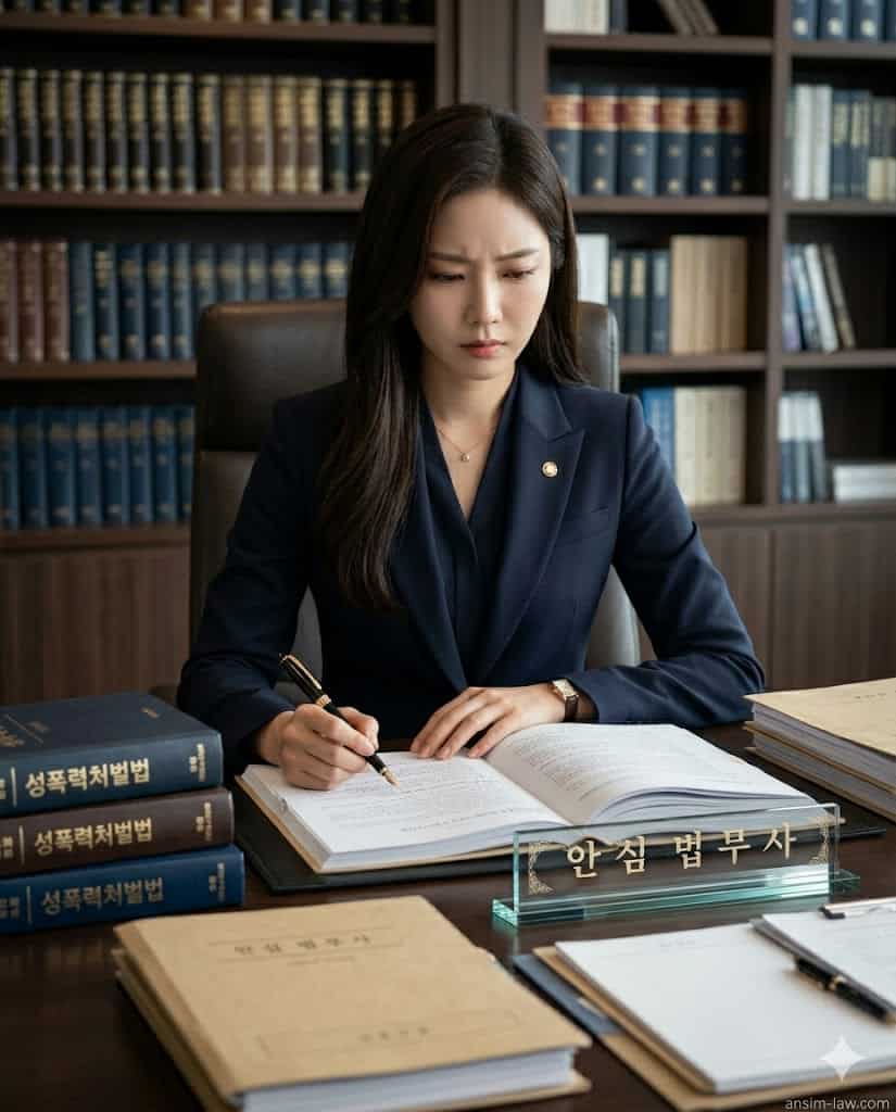 성폭력 사건 법률 검토 중인 안심 법무사 모습
