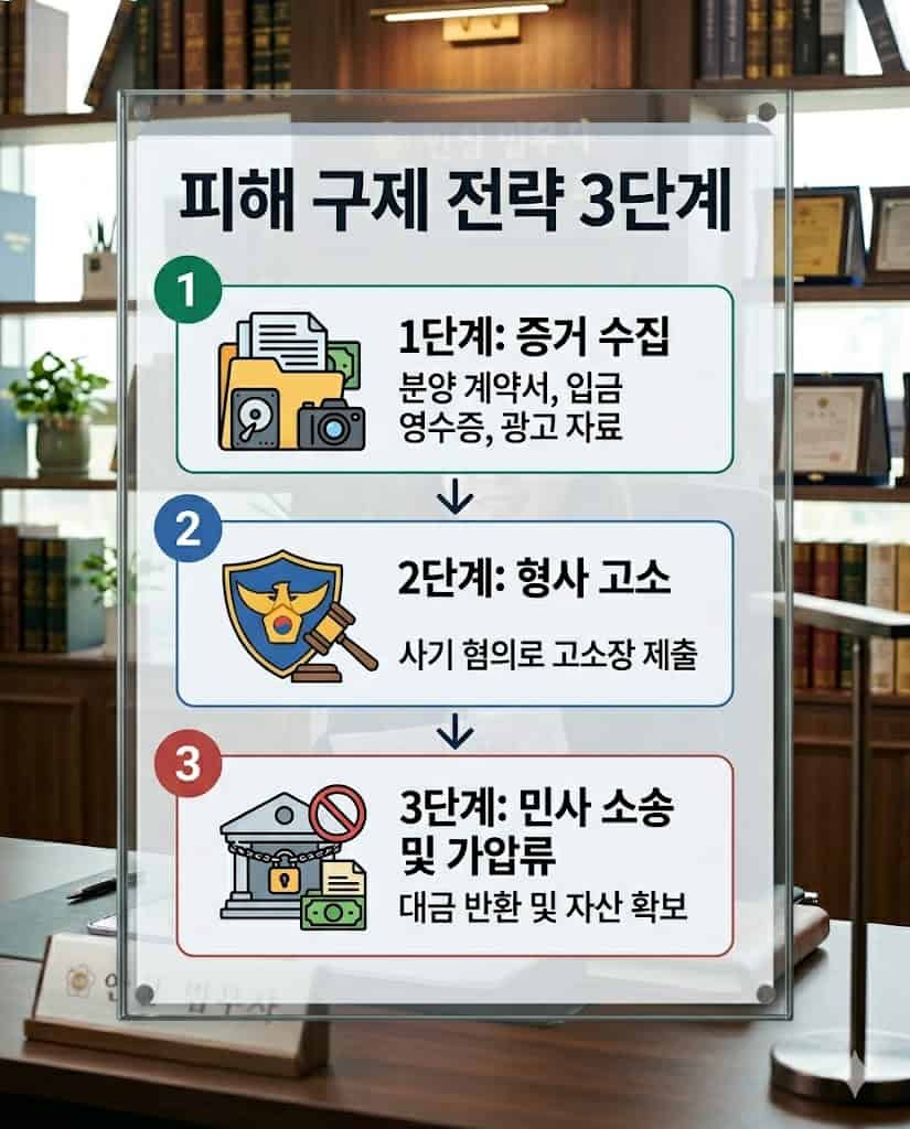 오피스텔 분양 피해 회복을 위한 3단계 전략적 대응 방안입니다.