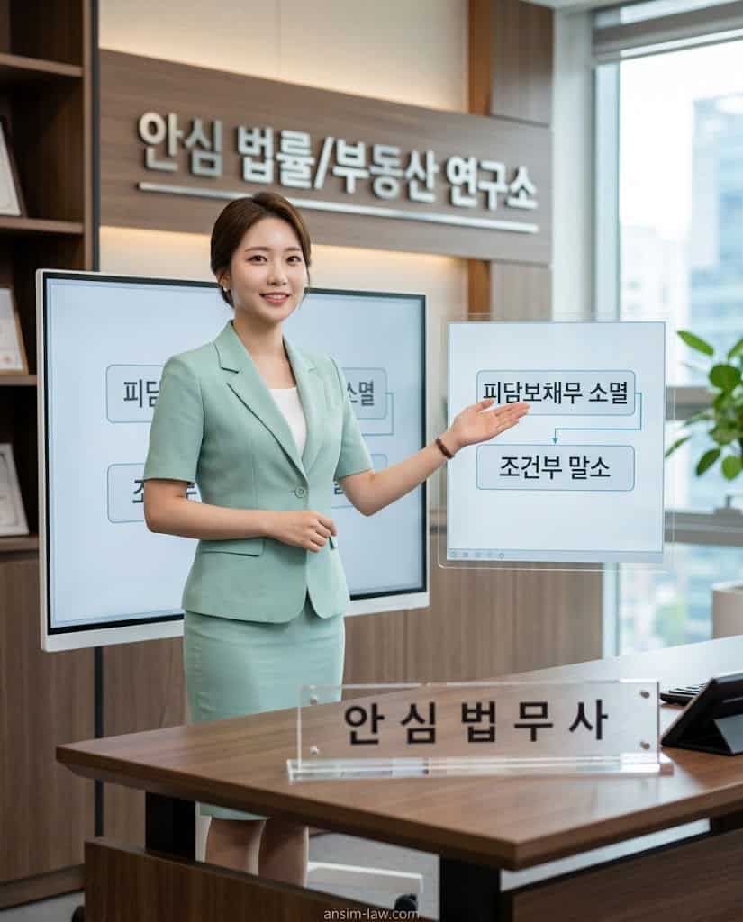 피담보채무 소멸과 근저당 말소 핵심 법리를 화면으로 설명하는 안심 법무사