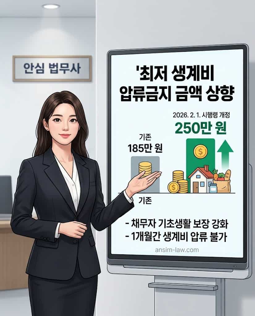 2026년 최저 생계비 압류금지 금액 250만원 상향