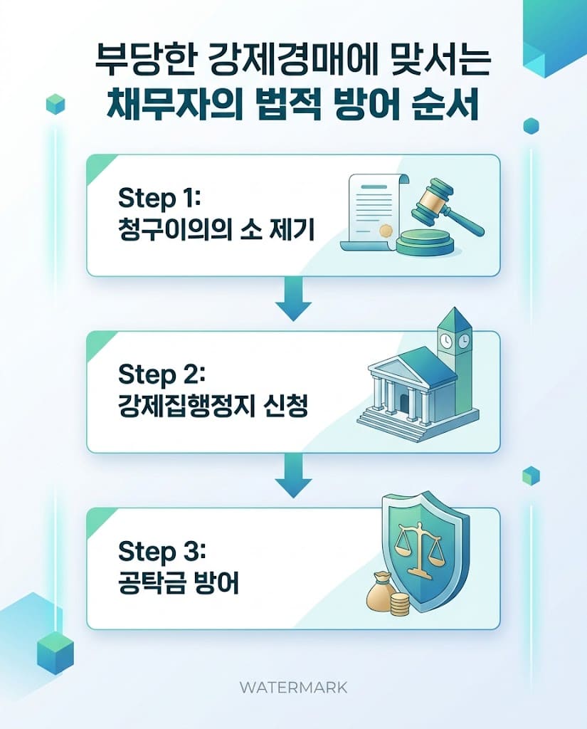 부당한 집행에 맞서는 청구이의의 소 및 강제집행정지 신청 절차 플로우차트