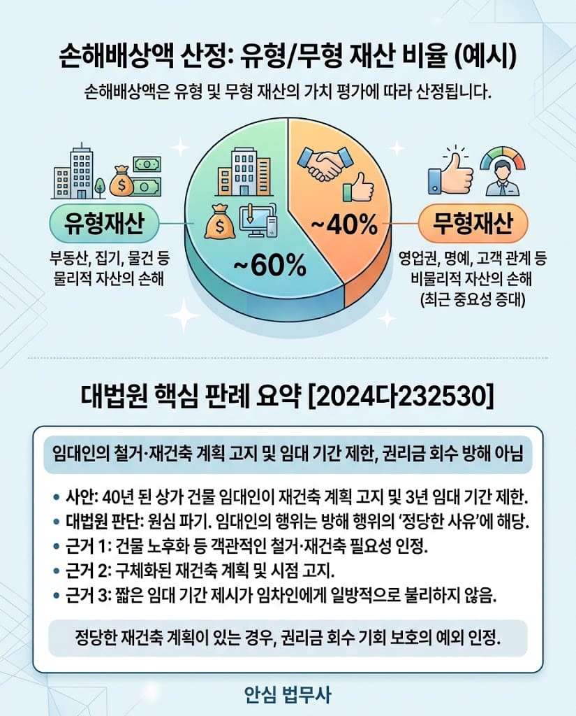 상가 권리금 손해배상액 산정 기준 및 대법원 방해 행위 핵심 판례 요약 인포그래픽