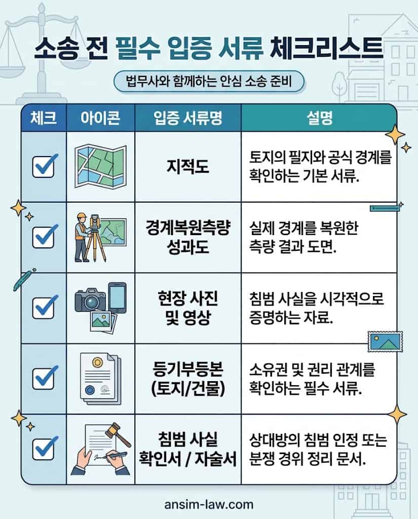 담장 철거 민사소송 제기 전 필수로 확인해야 할 핵심 입증 서류 체크리스트