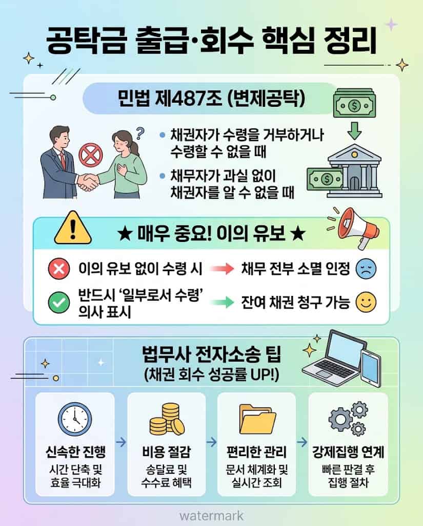 민법 제487조 변제공탁 핵심 요건 및 출급 시 이의 유보의 중요성을 강조한 실무 법률 팁