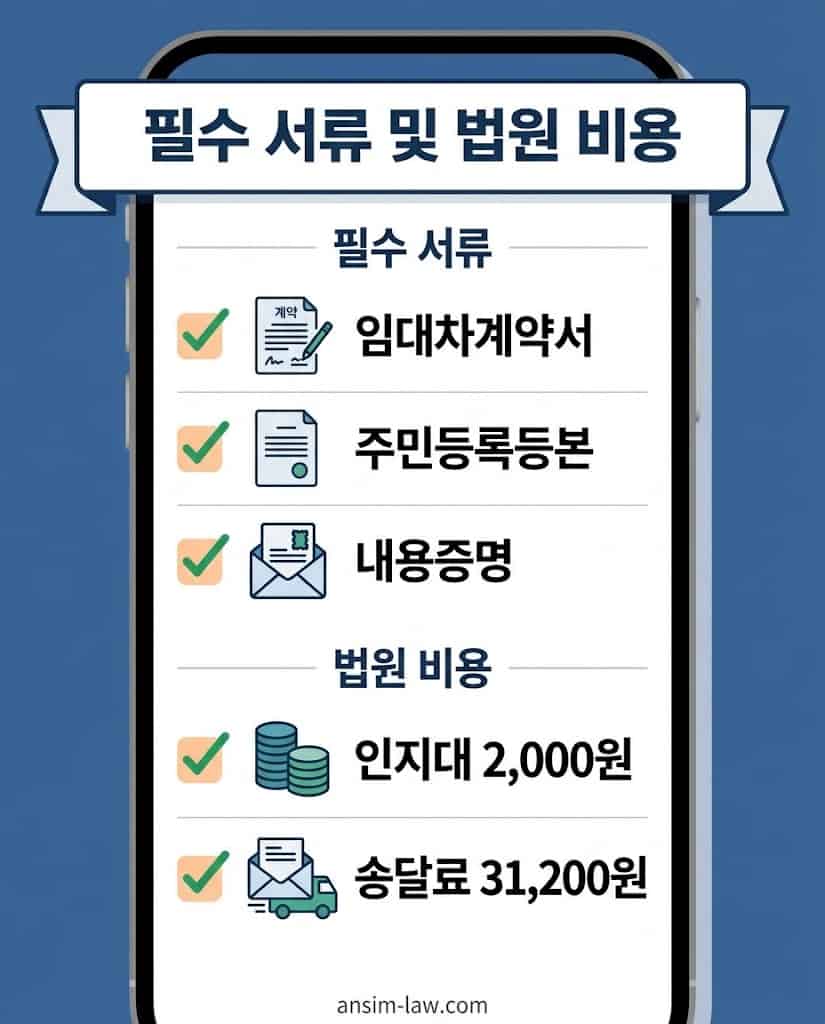 임차권등기명령 신청 시 필요한 필수 서류 및 법원 비용 체크리스트