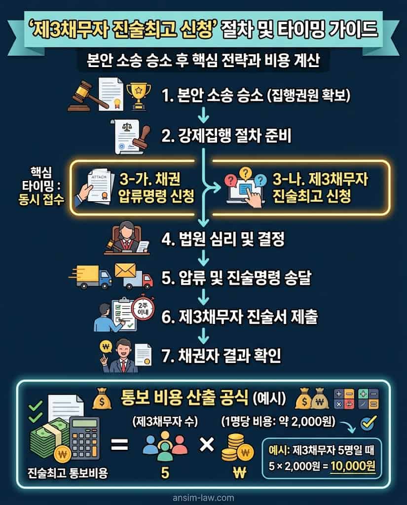 본안 소송과 강제집행 동시 진행을 위한 제3채무자 진술최고 신청 절차 및 타이밍
