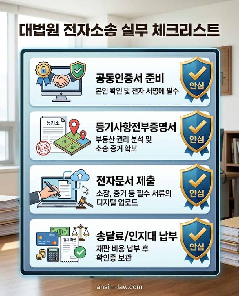 대법원 전자소송 시스템 이용 시 필수 준비 사항 및 제출 문서 체크리스트