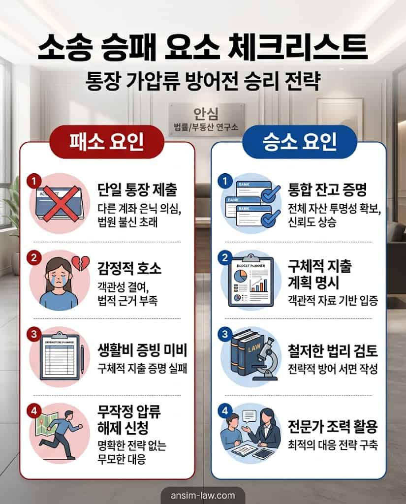 가압류 해제 소송에서 패소하는 원인과 승소를 이끌어내는 결정적 전략 비교 체크리스트.