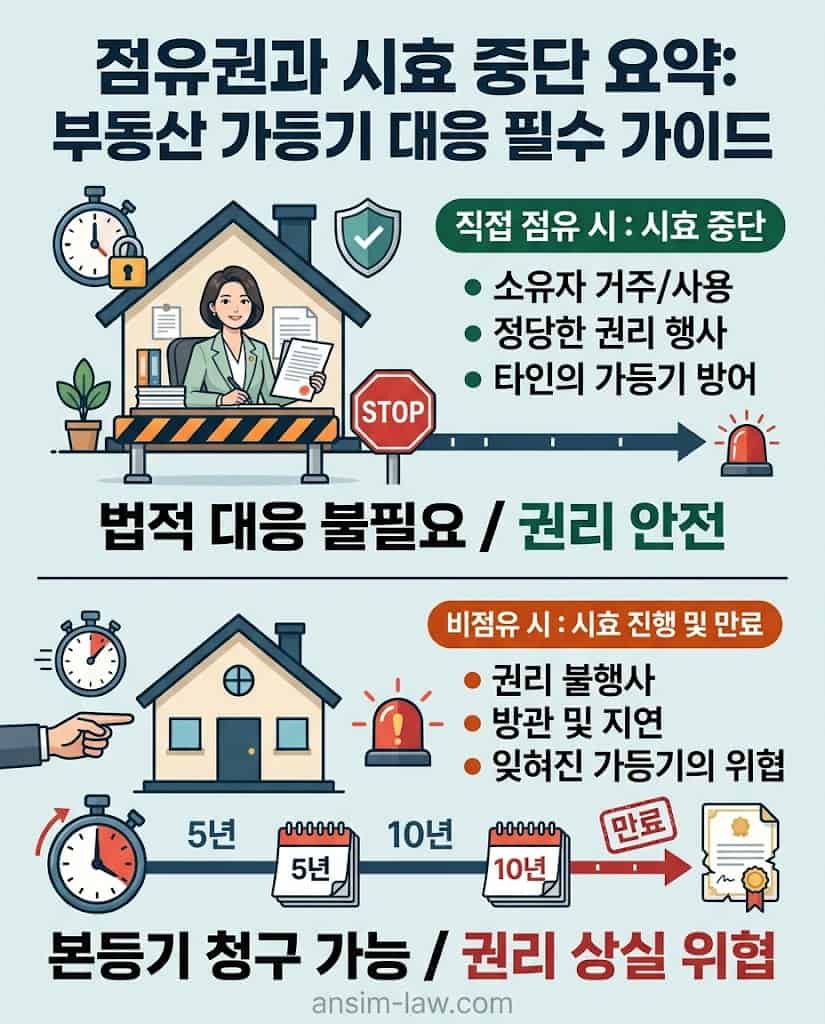 부동산 점유 상태에 따라 달라지는 시효 진행 및 법적 효력 요약 정보