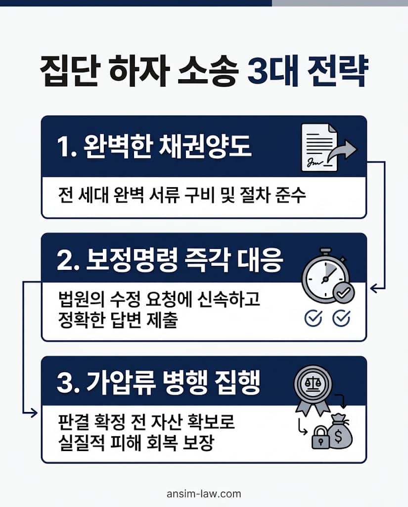 성공적인 집단 하자 소송을 위한 안심 법무사의 3대 핵심 실무 전략 요약