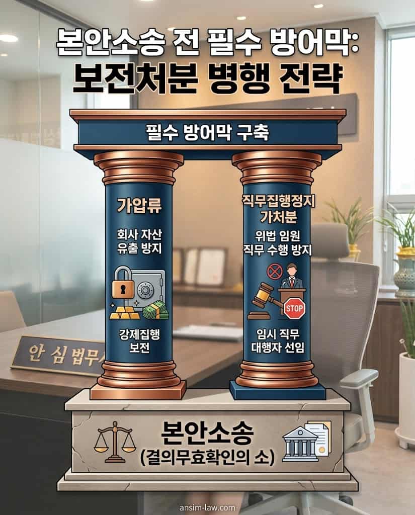 성공적인 법인소송을 위한 가압류 및 임원 직무집행정지 가처분 병행 전략 요약