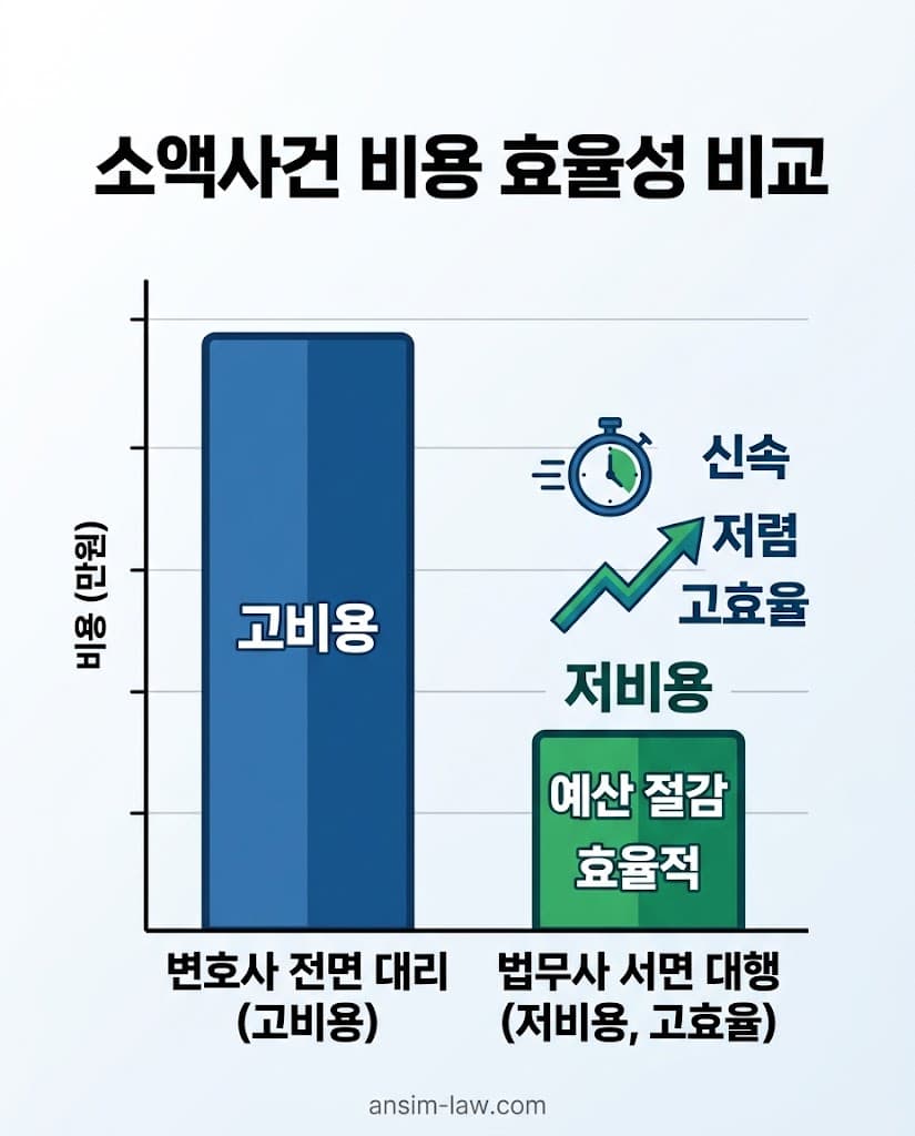 소액 채권 회수에 있어 변호사 선임 대비 법무사 서면 설계 대행의 압도적 비용 효율성 비교