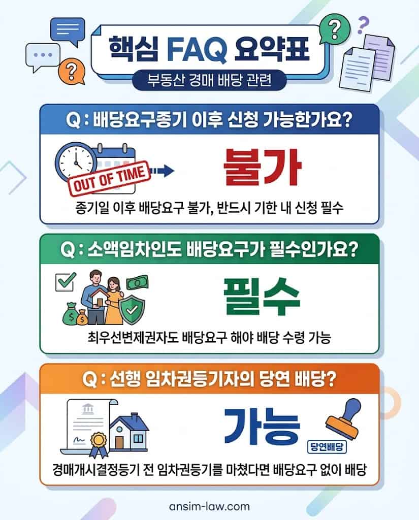 배당요구 기한 도과, 소액임차인, 선행 임차권등기 관련 핵심 법률 Q&A 요약