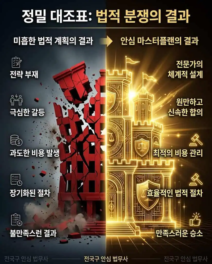 공유물 분할 청구 소송 주먹구구식 대처와 마스터플랜 적용 결과 대조표