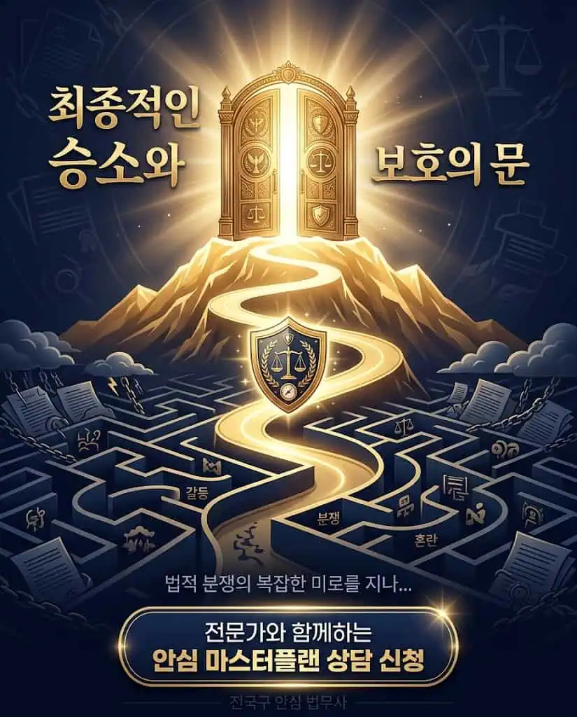 법적 혼란을 끝내고 완벽한 승소로 이끄는 상징 이미지